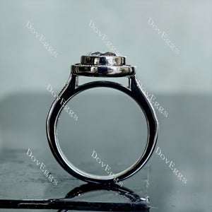 Doveggs round halo bezel moissanite engagement ring