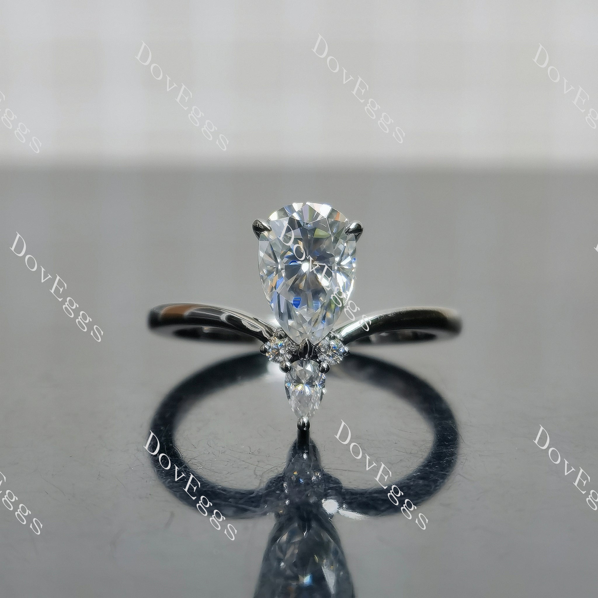 Doveggs pear art deco moissanite engagement ring