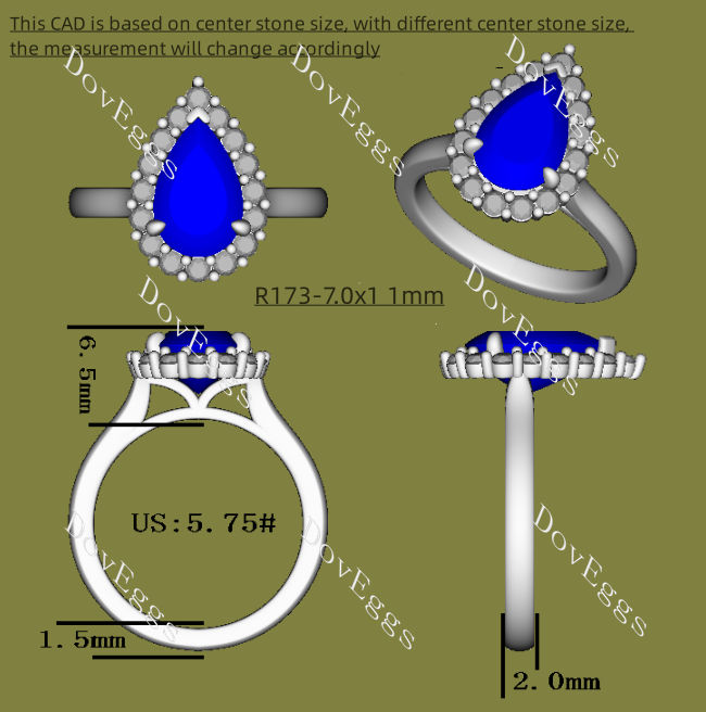 Doveggs pear halo twilight blue moissanite engagement ring