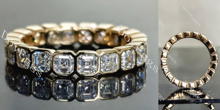 Doveggs asscher eternity bezel moissanite wedding band-3.7mm band width - DovEggs-Seattle