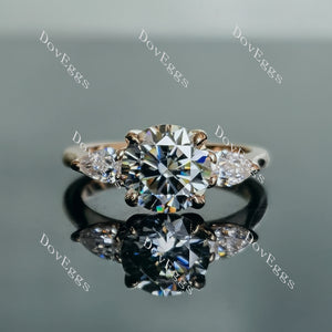 Doveggs round three-stone stardust grey moissanite engagement ring