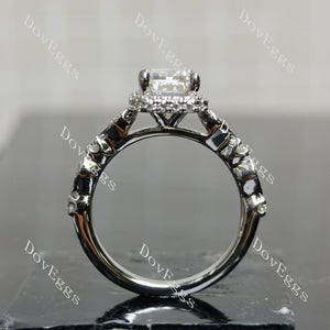 (size 5.5-6.5)Doveggs sterling silver 2ct Emerald moissanite engagement ring