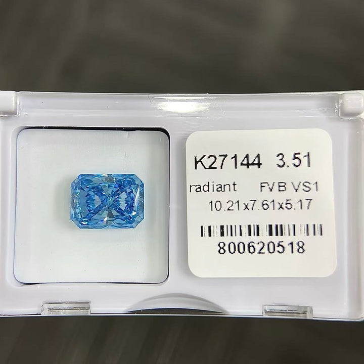 DovEggs 3.51ct radiant fancy vivid blue VS1-LAB GROWN DIAMOND-K27144