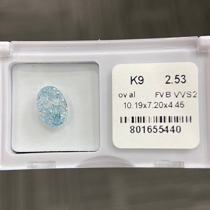 DovEggs 2.53ct oval fancy vivid blue VVS2-LAB GROWN DIAMOND-K9