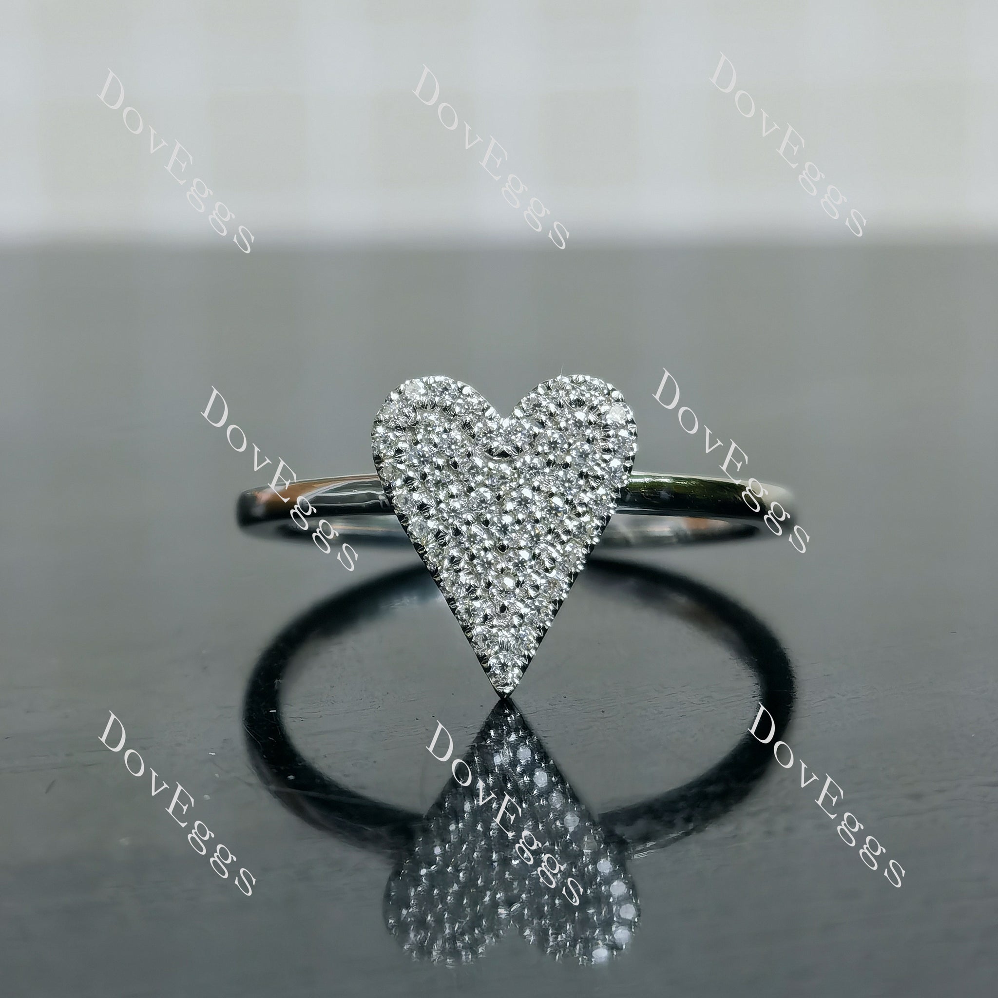 DovEggs heart shaped round moissanite wedding band