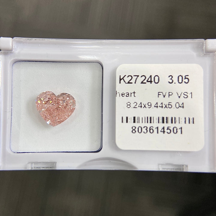 DovEggs 3.05ct heart fancy vivid pink VS1-LAB GROWN DIAMOND-K27240
