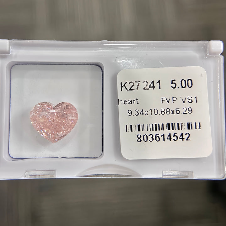 DovEggs 5.00ct heart fancy vivid pink VS1-LAB GROWN DIAMOND-K27241