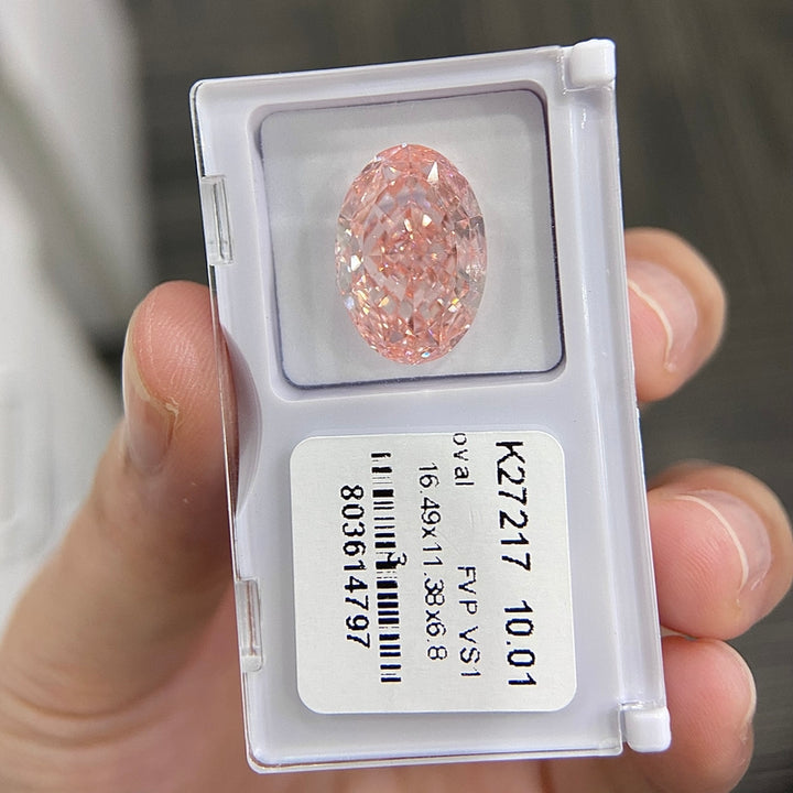 DovEggs 10.01ct oval fancy vivid pink VS1-LAB GROWN DIAMOND-K27217
