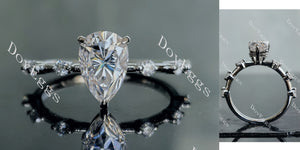 Doveggs pear pave moissanite engagement ring