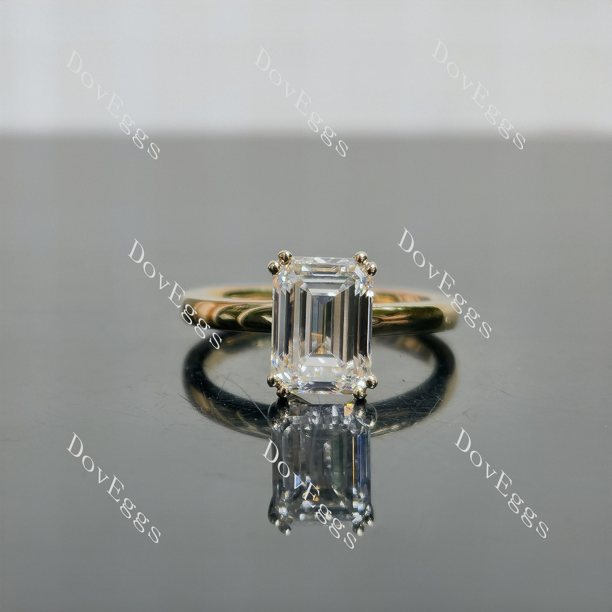 Doveggs Emerald Pave Solitaire Lab Grown Diamond Engagement Ring