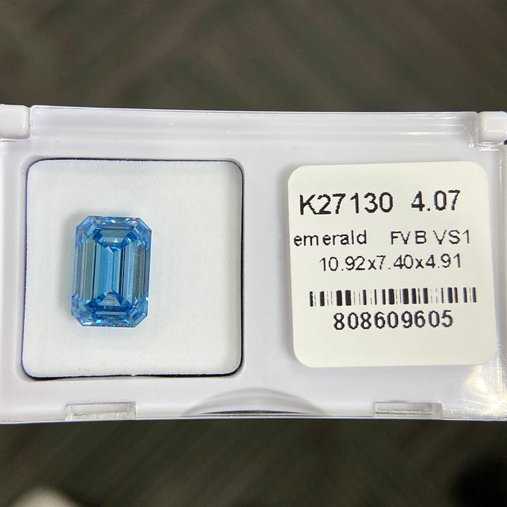 DovEggs 4.07ct emerald fancy vivid blue VS1-LAB GROWN DIAMOND-K27130