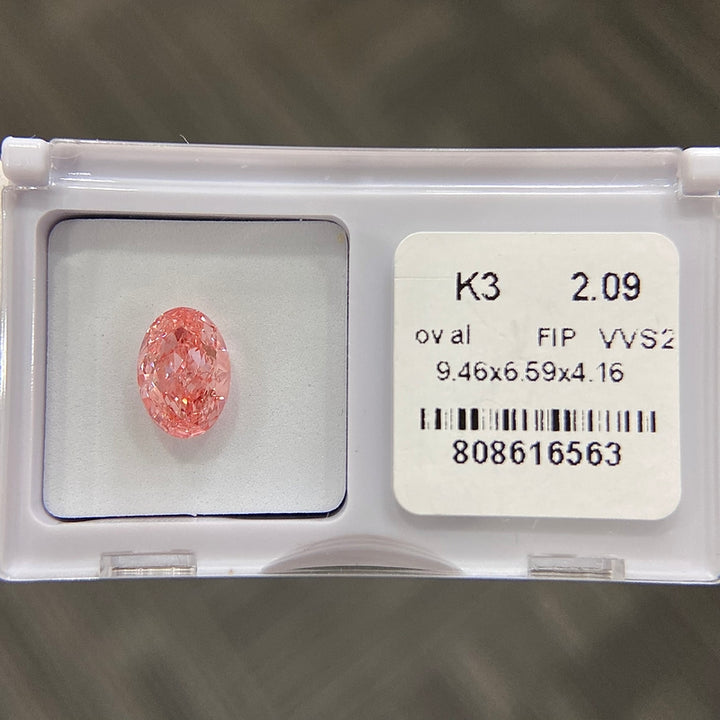 DovEggs 2.09ct oval fancy intense pink VVS2-LAB GROWN DIAMOND-K3