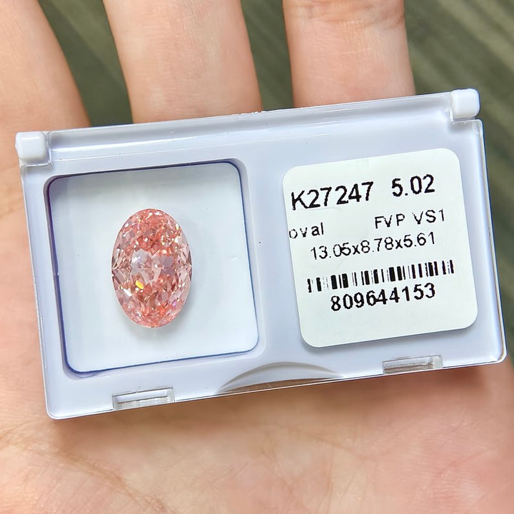 DovEggs 5.02ct oval fancy vivid pink VS1-LAB GROWN DIAMOND-K27247