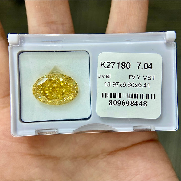DovEggs 7.04ct oval fancy vivid yellow VS1-LAB GROWN DIAMOND-K27180