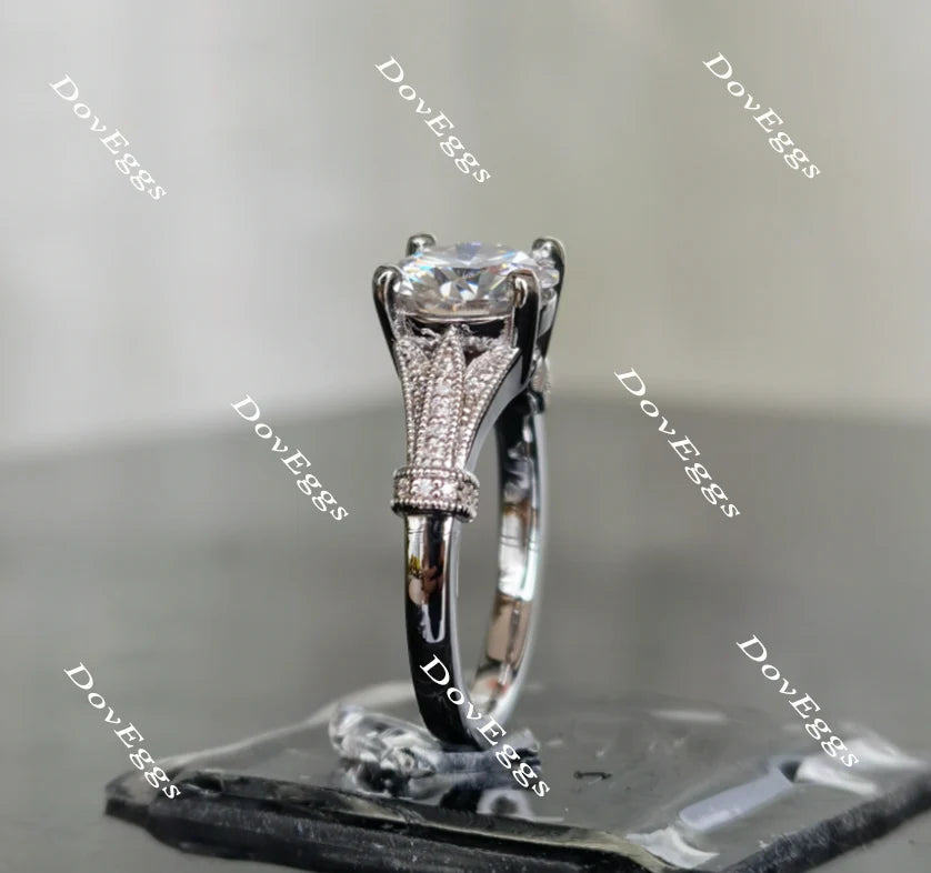 Doveggs art deco pave engagement ring only semi-mount only(Exclusively to DovEggs Stones)