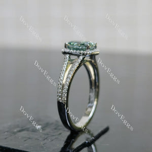 (size 5.5) Doveggs sterling silver 1ct elongated cushion colored moissanite engagement ring