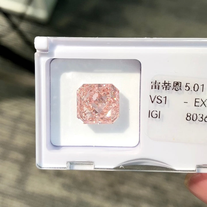 DovEggs 5.01ct radiant fancy vivid pink VS1-LAB GROWN DIAMOND-EVD803614430