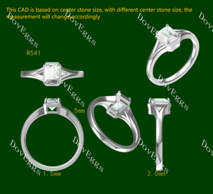 Doveggs emerald solitaire split shanks moissanite engagement ring