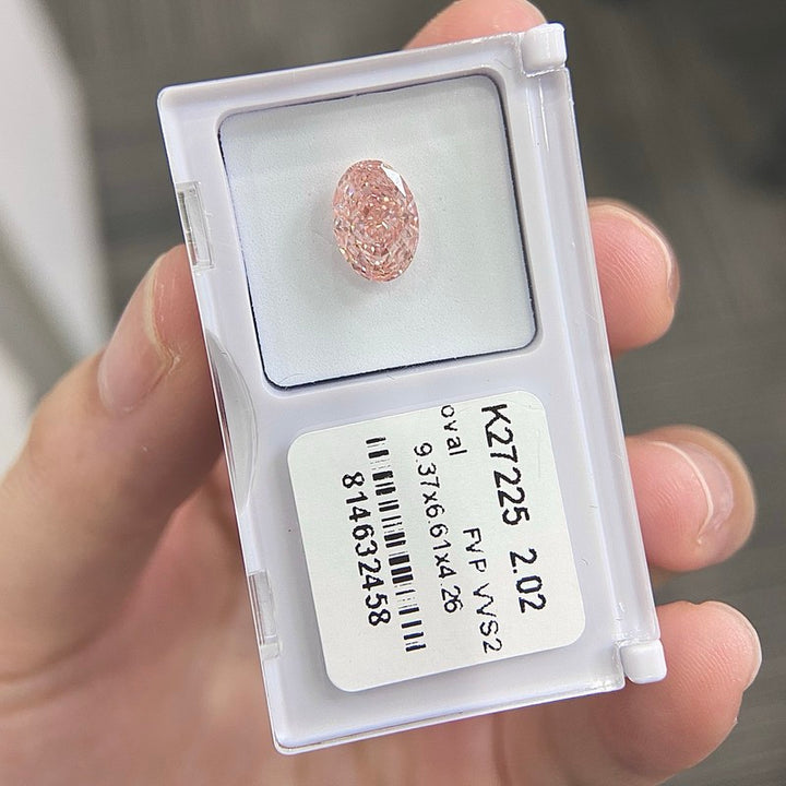DovEggs 2.02ct oval fancy vivid pink VVS2-LAB GROWN DIAMOND-K27225