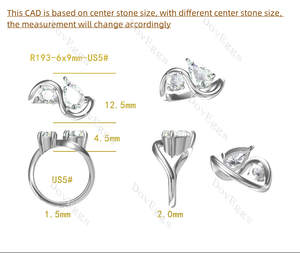 Doveggs pear two stones moissanite engagement ring