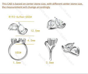 Doveggs two stones engagement ring semi-mount only(Exclusively to DovEggs Stones)