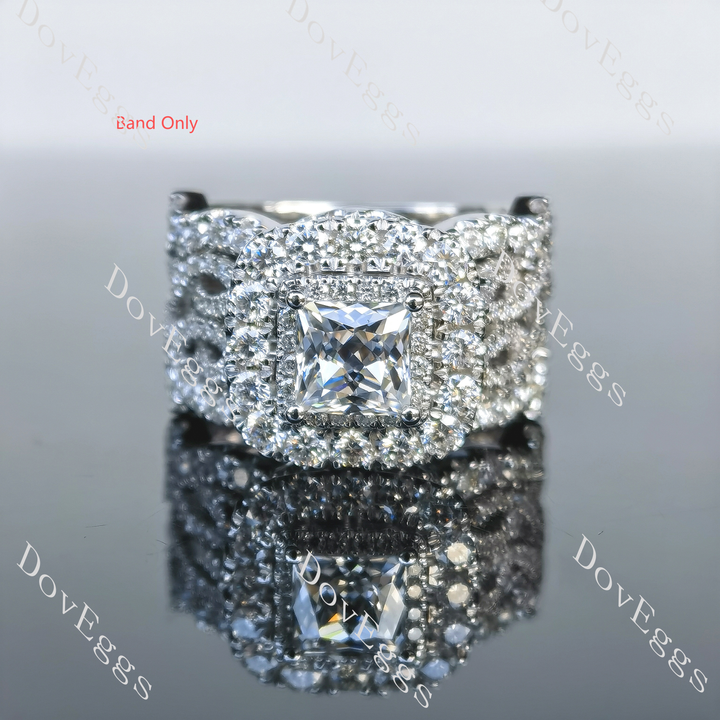 Round pave moissanite/lab grown diamond wedding band-2.3mm band width| DovEggs