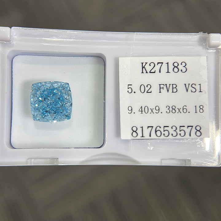 DovEggs 5.02ct cushion fancy vivid blue VS1-LAB GROWN DIAMOND-K27183