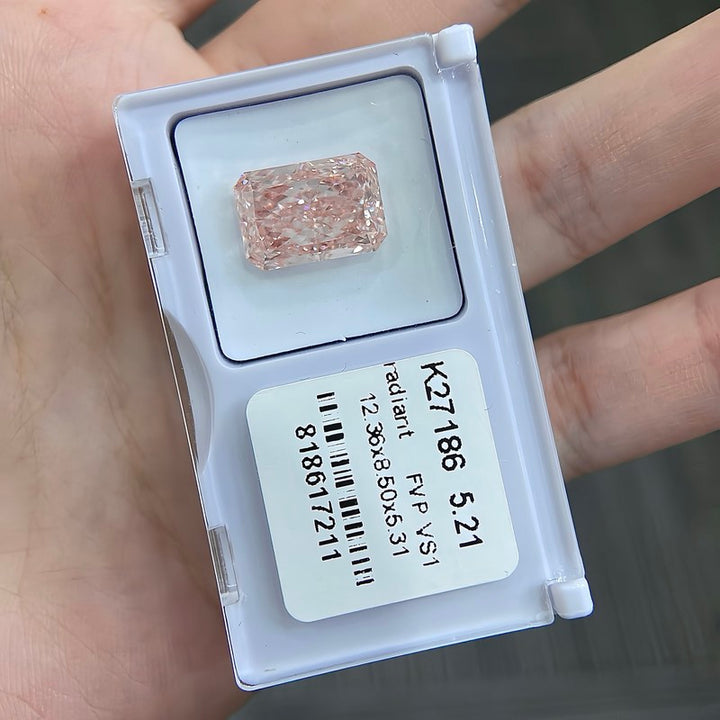 DovEggs 5.21ct radiant fancy vivid pink VS1-LAB GROWN DIAMOND-K27186