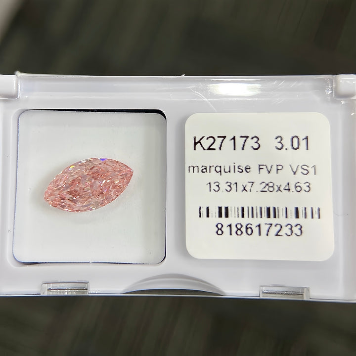 DovEggs 3.01ct marquise fancy vivid pink VS1-LAB GROWN DIAMOND-K27173