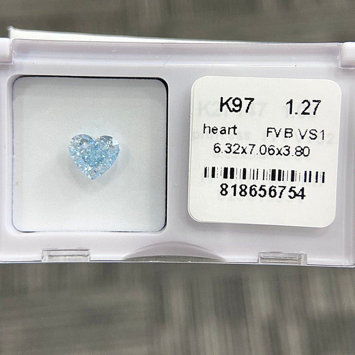 DovEggs 1.27ct heart fancy vivid blue VS1-LAB GROWN DIAMOND-K97