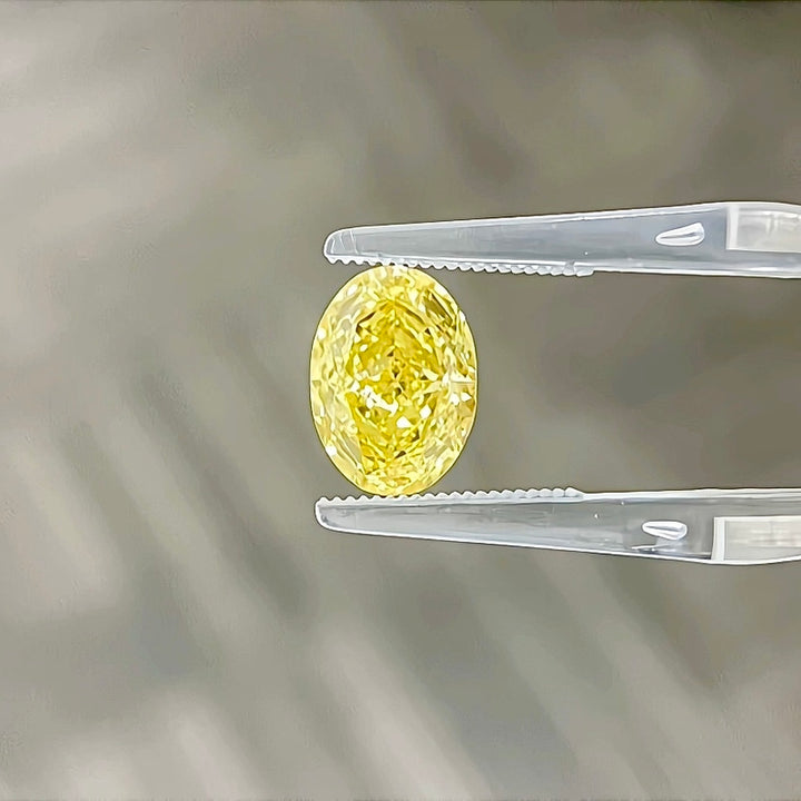 DovEggs 3.06ct oval fancy vivid yellow VS1-LAB GROWN DIAMOND-K27175