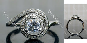 round pave vintage wave moissanite engagement ring