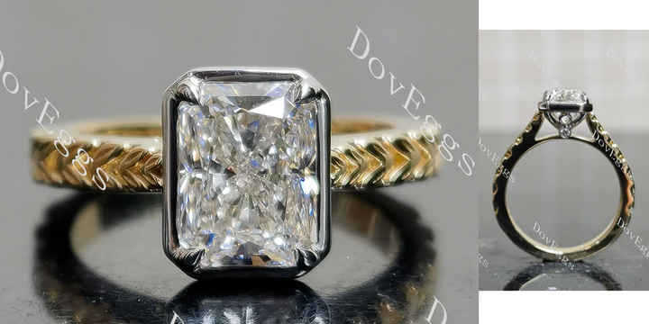 Doveggs bezel carved engagement ring semi-mount only(Exclusively to DovEggs Stones) - DovEggs-Seattle