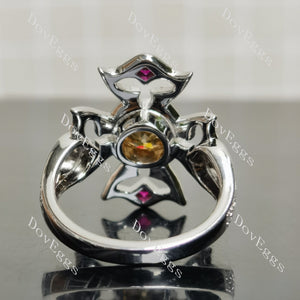 (size 5) Doveggs sterling silver 2ct Round champagne moissanite engagement ring