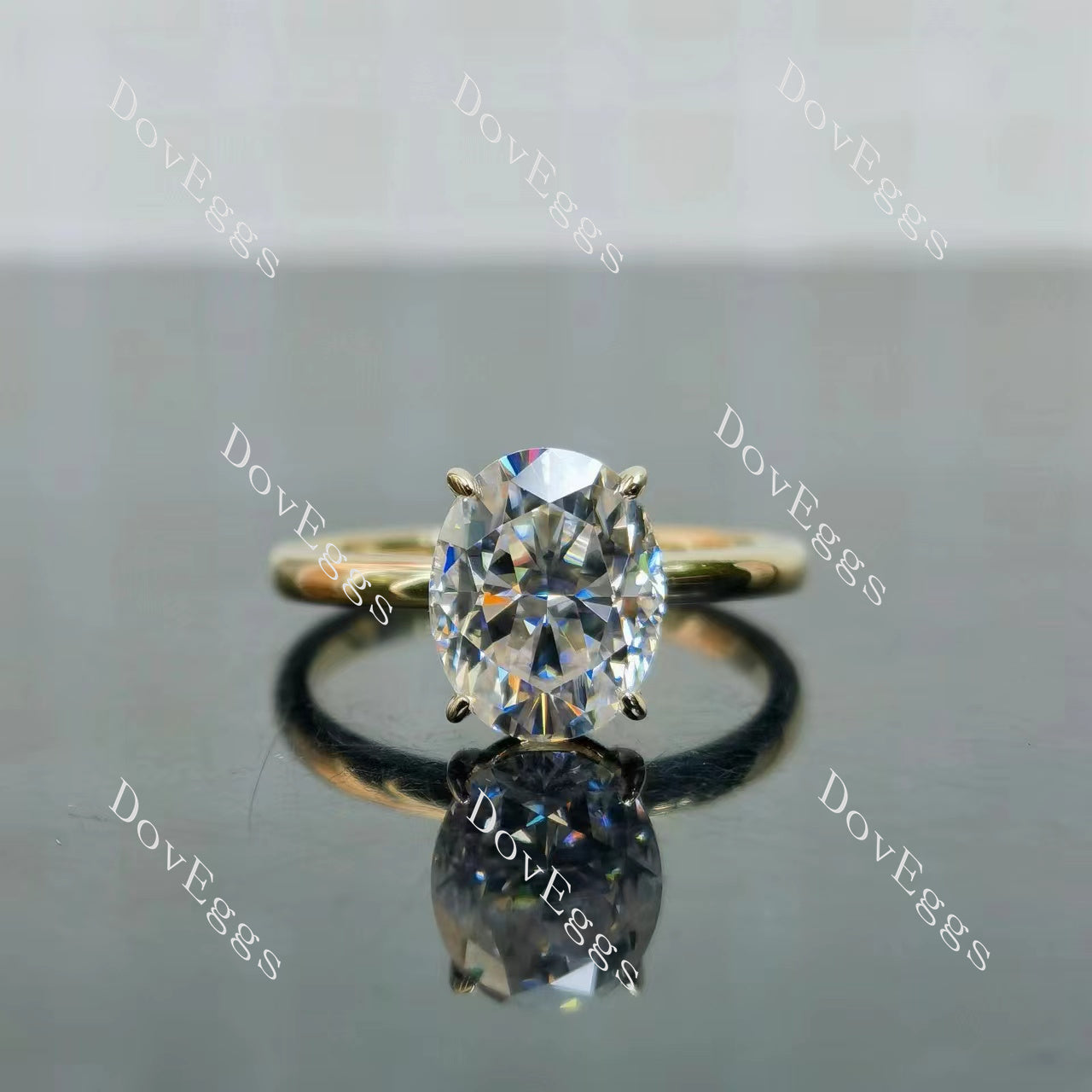 Doveggs oval solitaire moissanite engagement ring