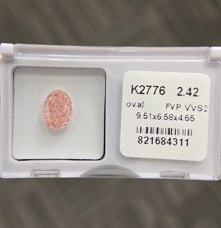 DovEggs 2.42ct oval fancy vivid pink VVS2-LAB GROWN DIAMOND-K2776