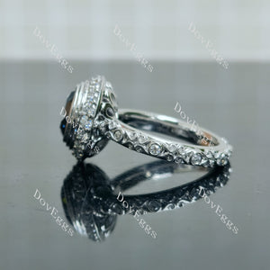 Doveggs round art deco vintage twilight blue moissanite engagement ring