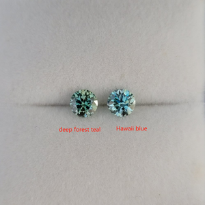 Doveggs round 0.5ct accident color deep forest teal moissanite loose stone