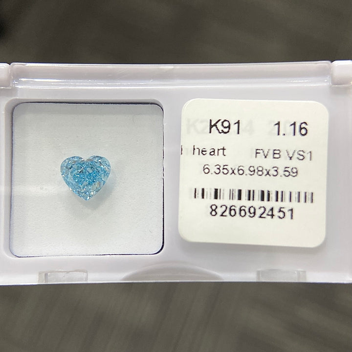 DovEggs 1.16ct heart fancy vivid blue VS1-LAB GROWN DIAMOND-K91