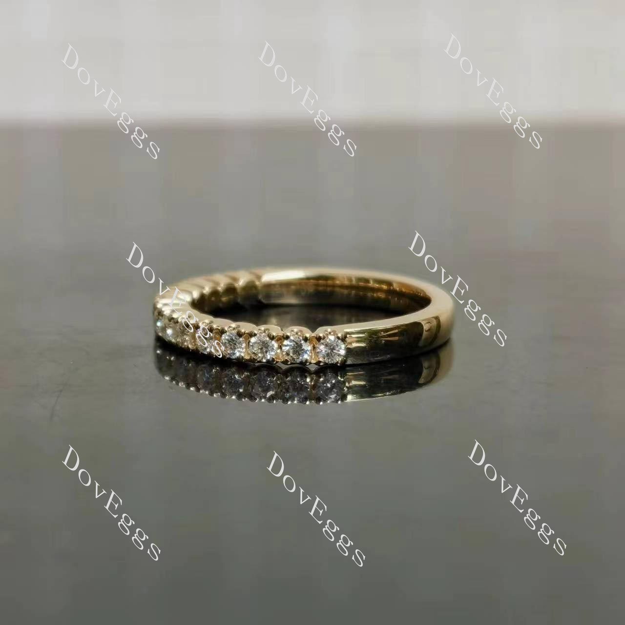 Doveggs round pave moissanite/lab grown diamond wedding band-2.4mm band width