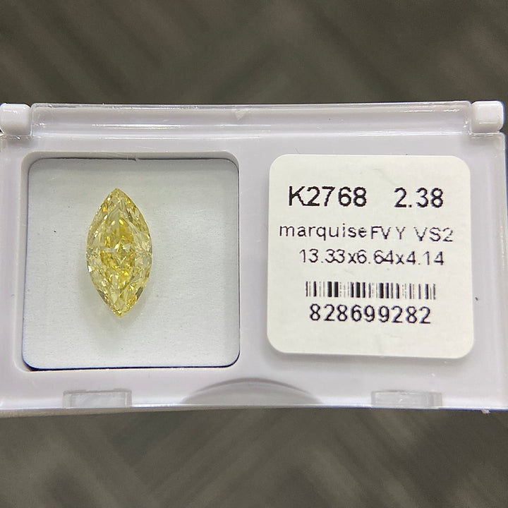 DovEggs 2.38ct marquise fancy intense yellow VS2-LAB GROWN DIAMOND-K2768