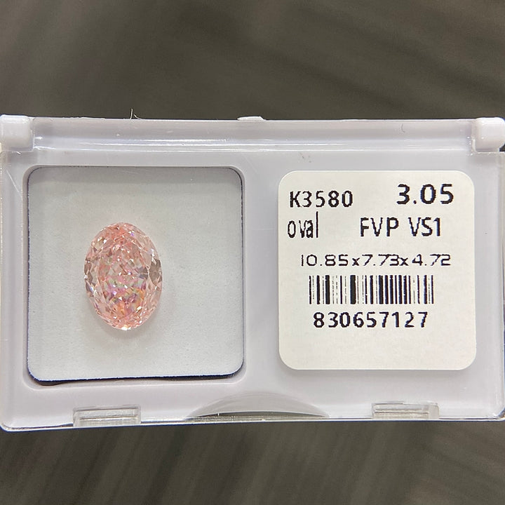 DovEggs 3.05ct oval fancy vivid pink VS1-LAB GROWN DIAMOND-K3580