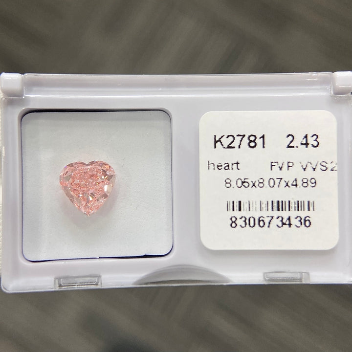DovEggs 2.43ct heart fancy vivid pink VVS2-LAB GROWN DIAMOND-K2781