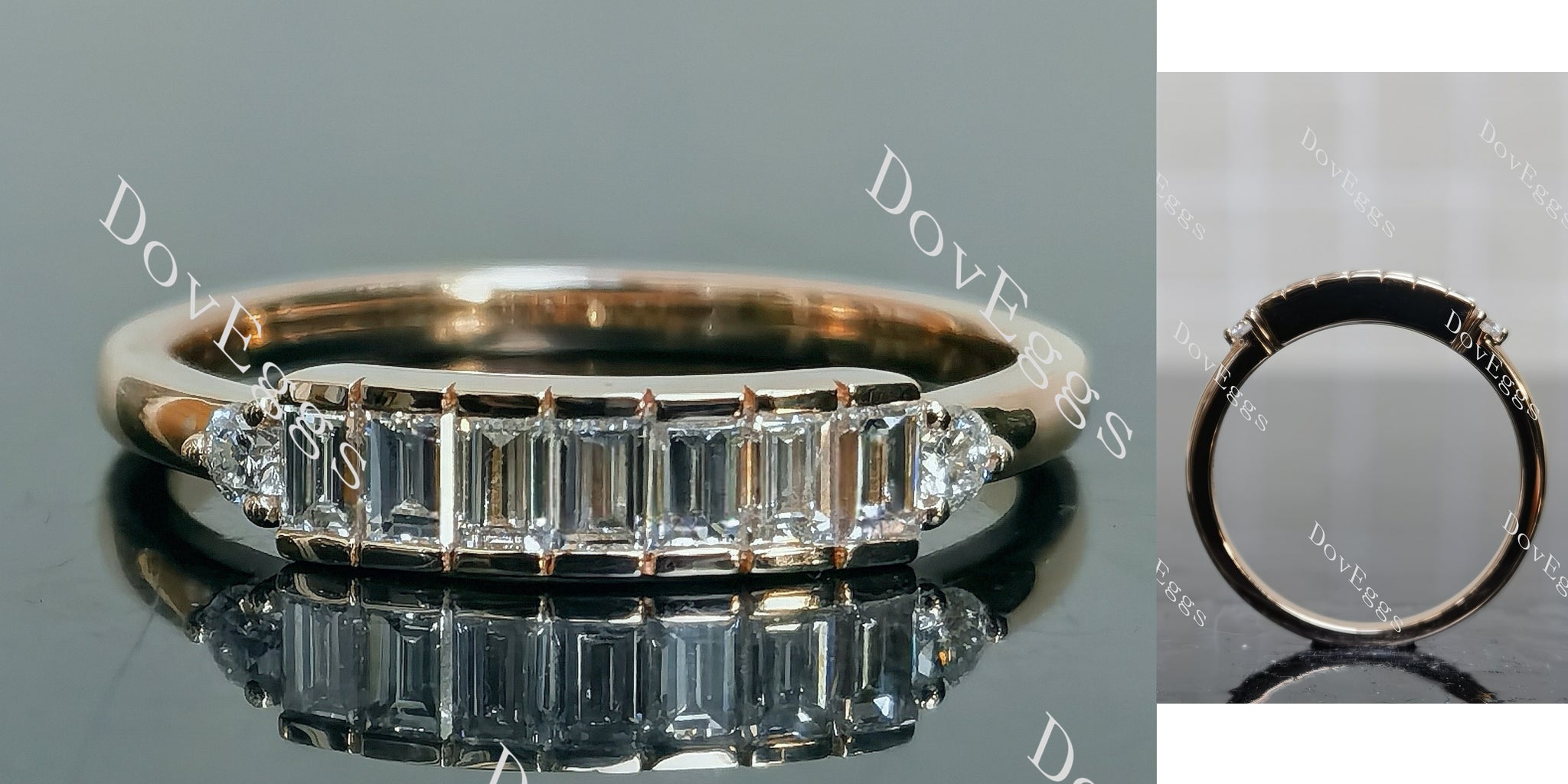 baguette round moissanite/ lab grown diamond