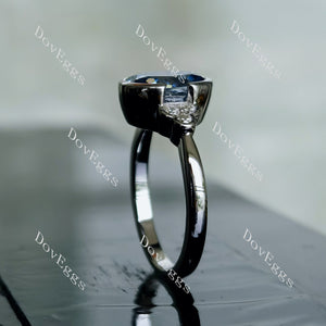 Doveggs oval side stones twilight blue moissanite engagement ring