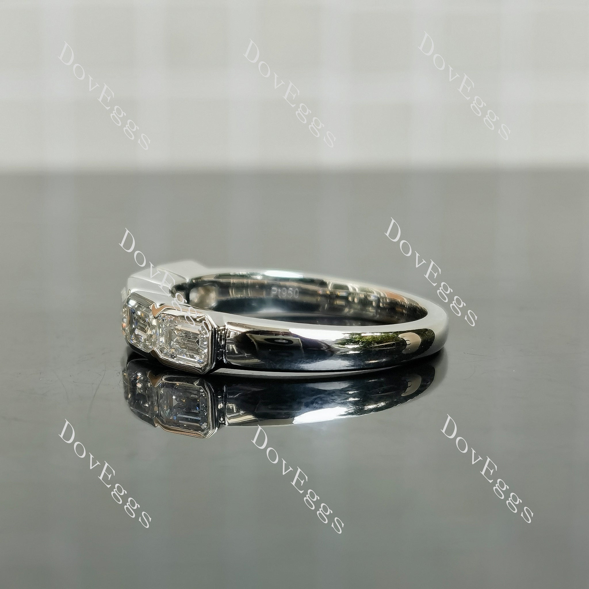 Kat’s Fab Five Emerald Bezel moissanite/lab grown diamond wedding band-2.6mm band width