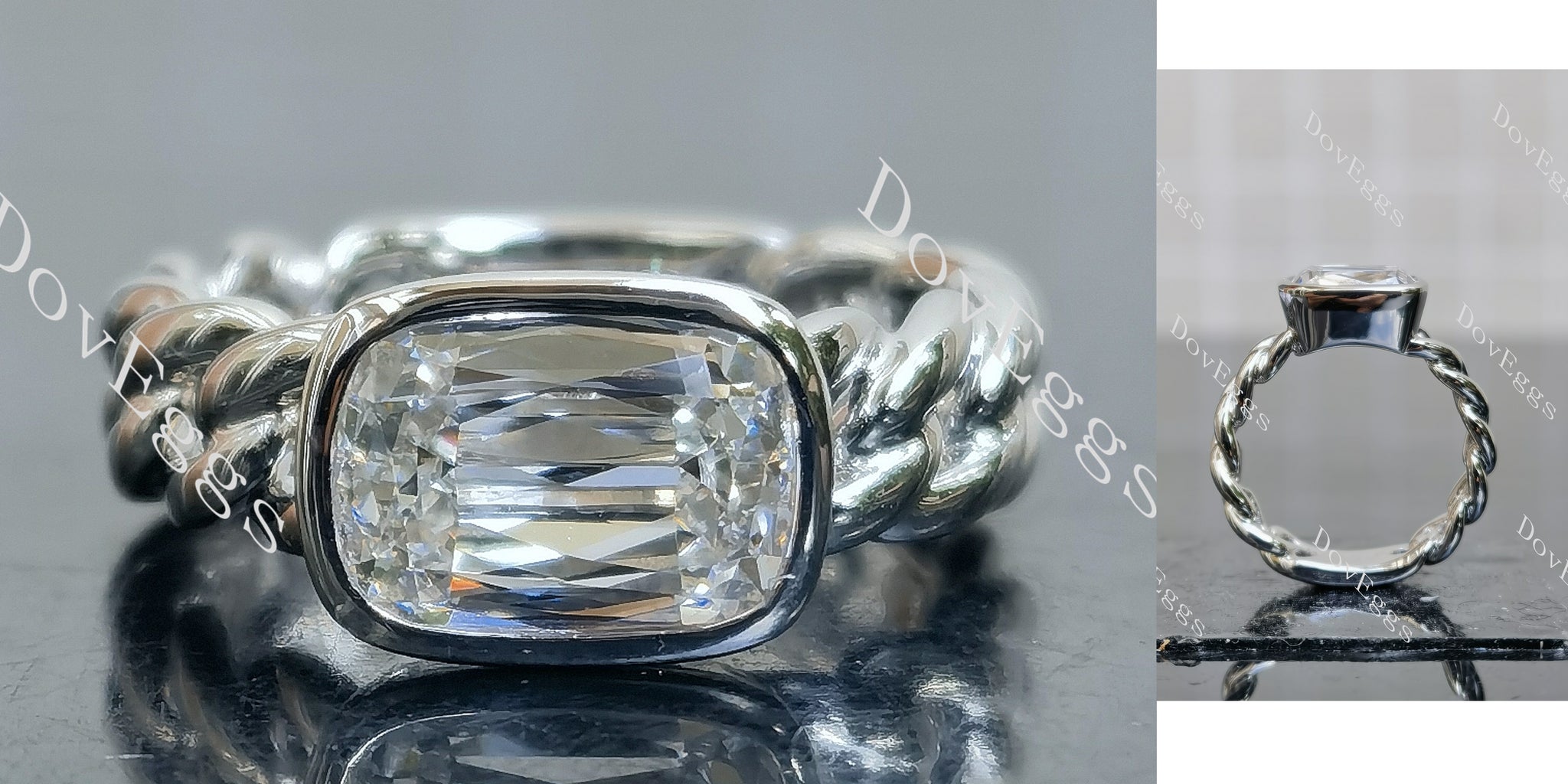 Modified Elongated Cushion Bezel Solitaire Lab Grown Diamond