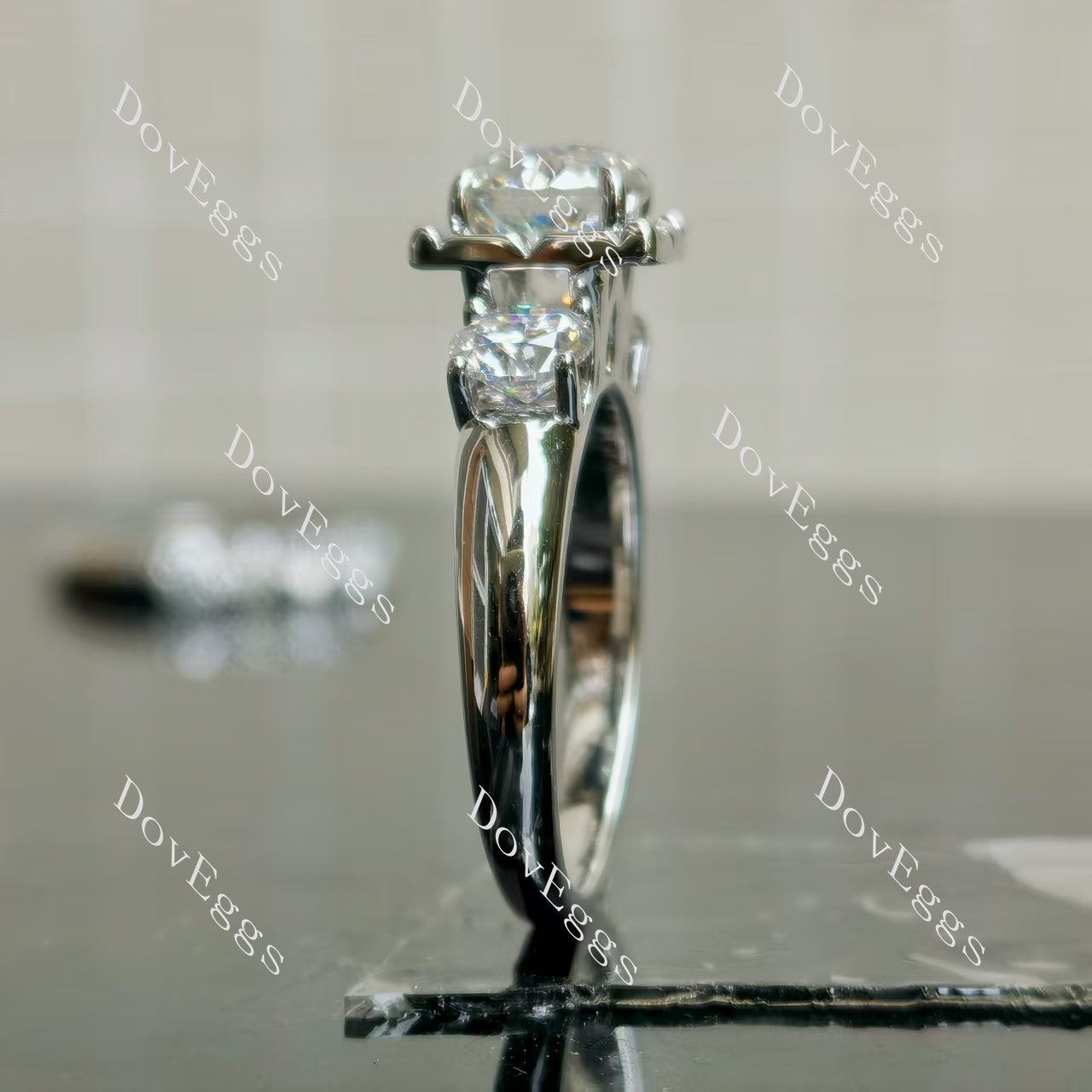 (size 10.5) Doveggs sterling silver 2ct round nova cut moissanite bridal set(2 rings)