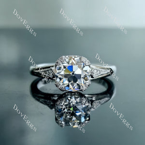 Doveggs round art deco moissanite engagement ring