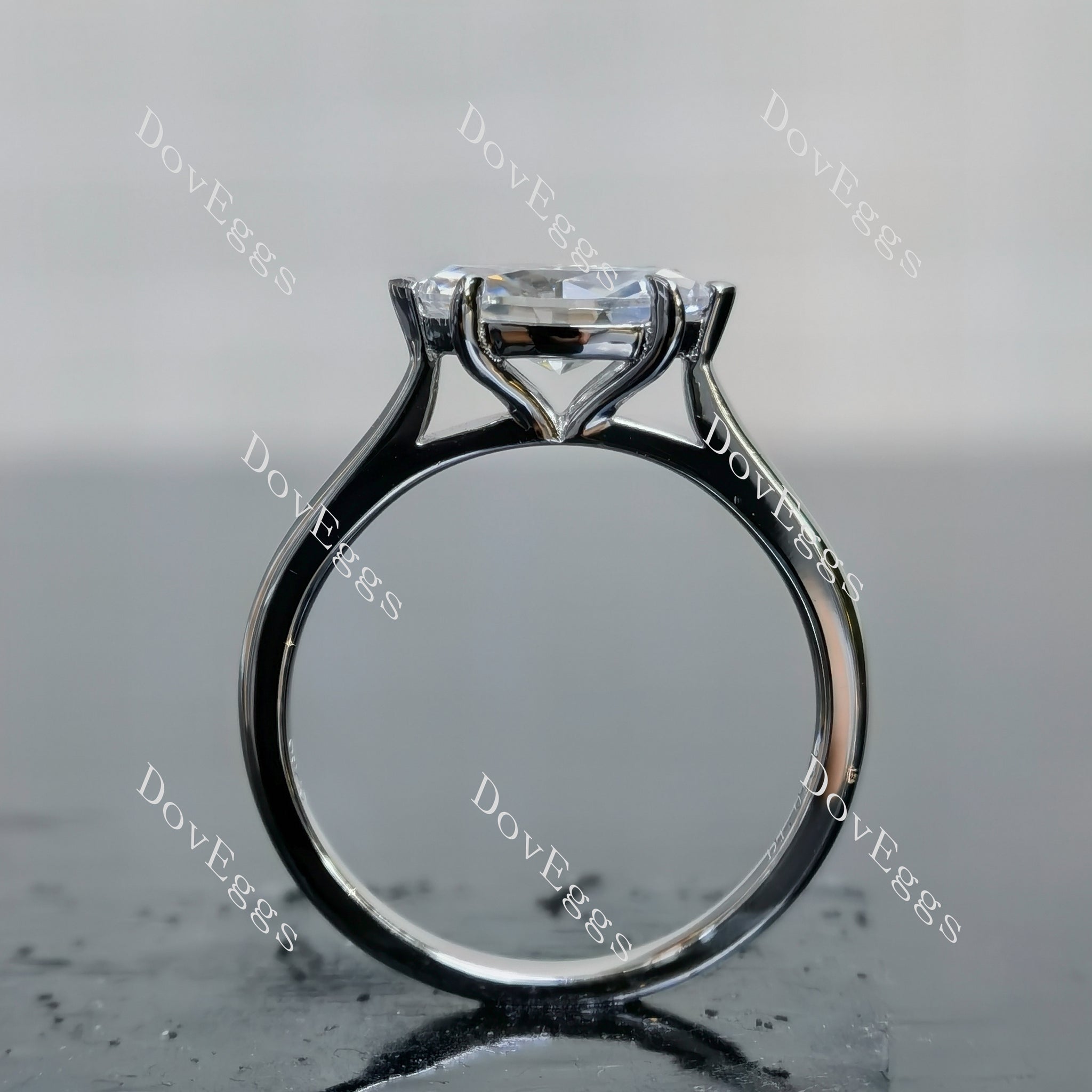 Doveggs solitaire Marquise Modified H&A cut moisaanite engagement ring